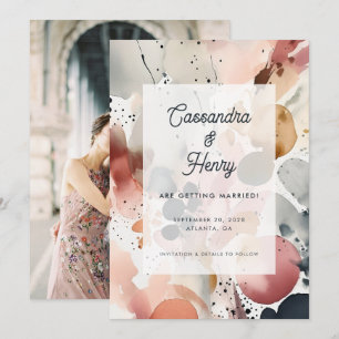 Painterly Waterverf Modern Pastel bruiloft foto Save The Date