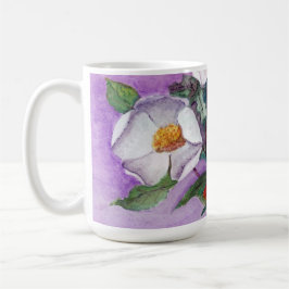 Painterly White Southern Magnolias op Lavender Mok
