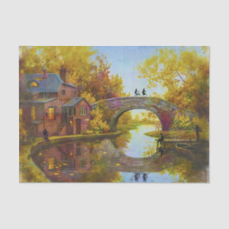Painting of Bridge Over a Stream Tissue Paper Tissuepapier