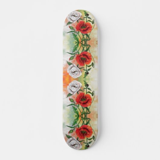 Painting skateboard rouge blanc (Devant)