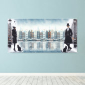 Paintings from Amsterdam & modern fashion models Canvas Afdruk (Insitu (Houten vloer))