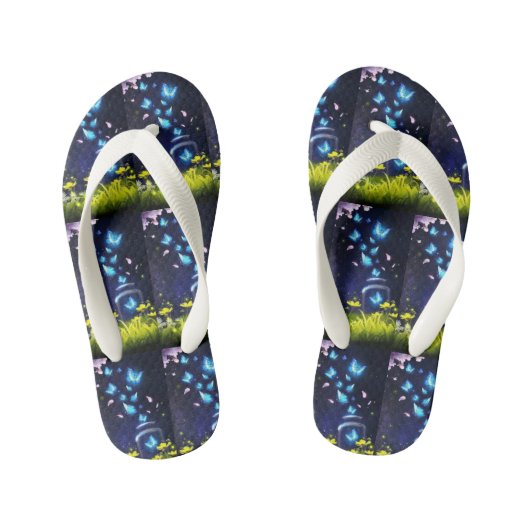 Pair of Blue Butterflies Flip Flops (Voetbed)