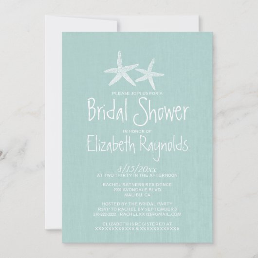 Pair of Starfish Invitations de douches nuptiales (Devant)