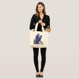 Pair of Stunning Blue Parrots In The Wild Grote Tote Bag