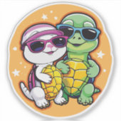Pair of Turtles in Love - Durable Vinyl Sticker  (Voorkant)