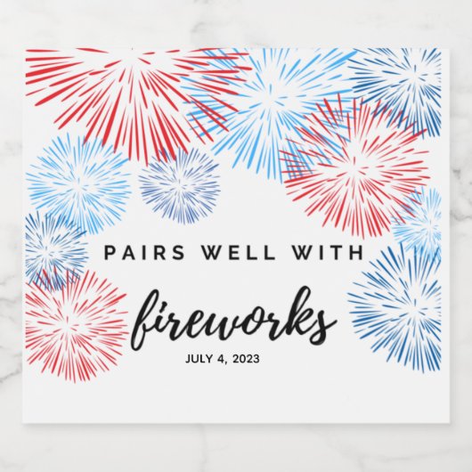 Paire bien avec Fireworks - Juillet 4 Étiquette de (Étiquettes simples)