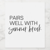 Paire bien avec l'été, Étiquette de vin enseignant (Étiquettes simples)