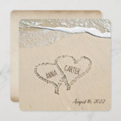 Paire de Beach Hearts Mariage Invitation (Devant / Derrière)