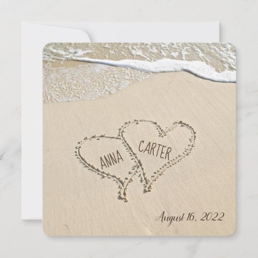 Paire de Beach Hearts Mariage Invitation (Devant)