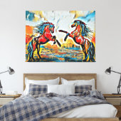 Paire de chevaux dans une impression sur toile de (Insitu(Chambre))
