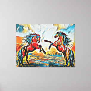 Paire de chevaux dans une impression sur toile de