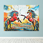 Paire de chevaux dans une impression sur toile de (Insitu (Plancher de Bois))