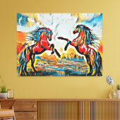 Paire de chevaux dans une impression sur toile de (Insitu(Salon))