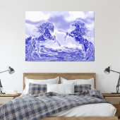 Paire de chevaux en bleu et blanc V3 Impression su (Insitu(Chambre))