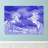 Paire de Chevaux en toile V2 bleu et blanc Imprime (Insitu (Plancher de Bois))