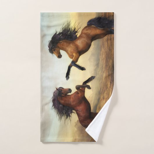 paire de chevaux sauvages (Serviette à main)