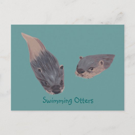 Paire de Otter de natation Cartes postales (Devant)