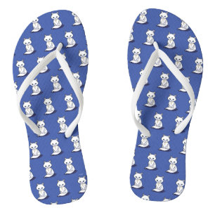 Paire de tongs de chats blancs KiniArt