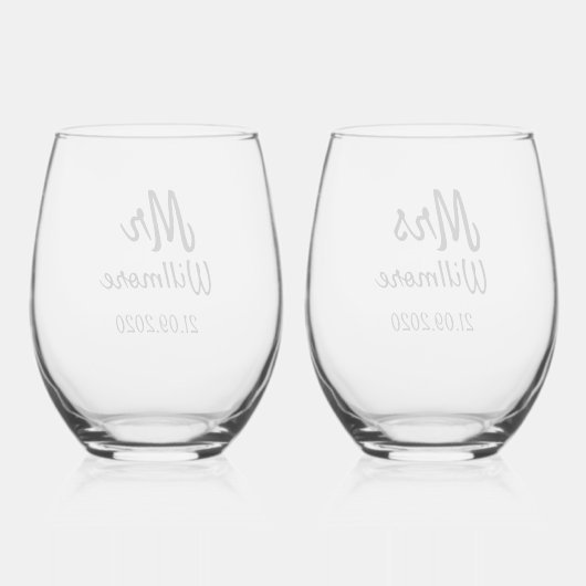 Paire de verres à vin - Mr & Mrs Willmore Design (Verso)