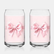 Paire de verres pour canette à noeud rose