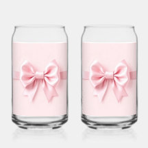 Paire de verres pour canette avec nœud rose