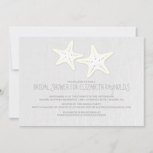 Paire mignonne de Starfish Invitations de douche n (Devant)