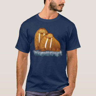 Paires de morse sur le T-shirt d'écoulement de