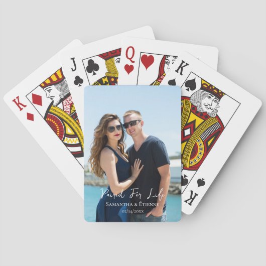 Pairs voor het leven Valentijnse paar aangepaste f Pokerkaarten (Achterkant)