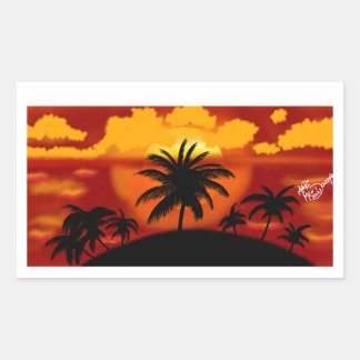 Paisagem por do sol com coqueiros rechthoekige sticker