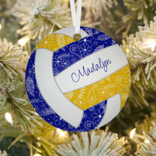 paisleuzen veren florblue volleybal metalen ornament