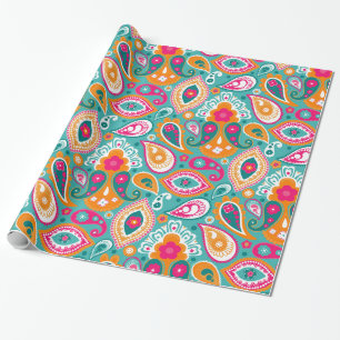 Paisley 70s 60s Boho Retro Cadeaupapier