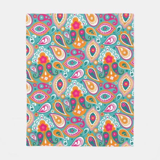 Paisley 70s 60s Boho Retro Fleece Deken (Voorkant)