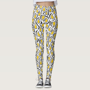 Paisley Abstract 230523 - Amber, B&W Leggings