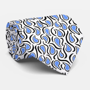 Paisley Abstract 230523 - Baby Blue, B&W Stropdas