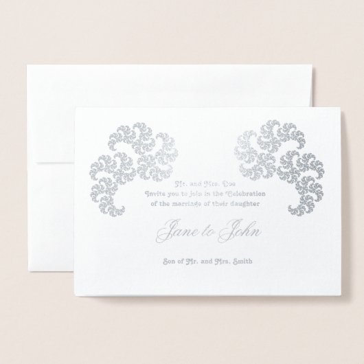 Paisley-achtige fractal art design op grijs folie kaarten (Voorkant met envelop)