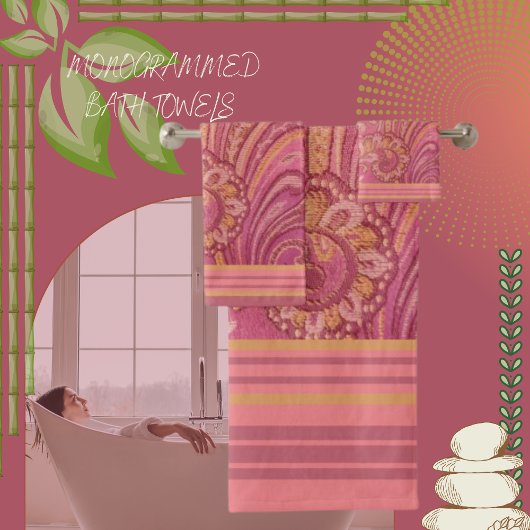 Paisley and Stripes Rose and Orange Gold