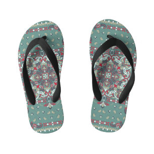 Paisley Bandana Print: Zijde nek sjaal Kinder Teenslippers
