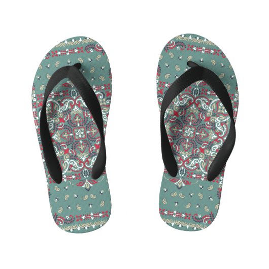 Paisley Bandana Print: Zijde nek sjaal Kinder Teenslippers (Voetbed)