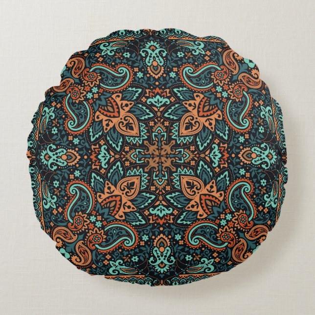  Paisley Bandana: Zijdehals. Rond Kussen (Voorkant)