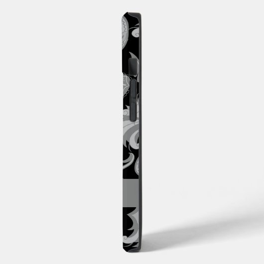 Paisley Black Gray Modern Monogram naam Case-Mate iPhone Case (Achterkant / Links)