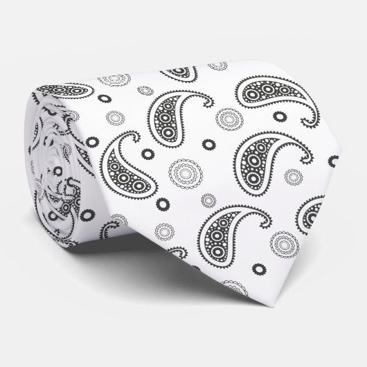 Paisley Black & White-design Stropdas (Opgerold)