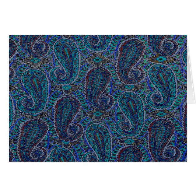 Paisley Blauw Indische Boho Klassieke Vintage (Voorkant Horizontaal)