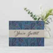 Paisley Blauw Indische Boho Klassieke Vintage Kaart (Staand voorkant)