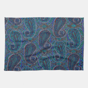 Paisley Blauwe Indiase Boho Kunst Patroon Theedoek