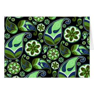 Paisley bleu et vert sur le noir