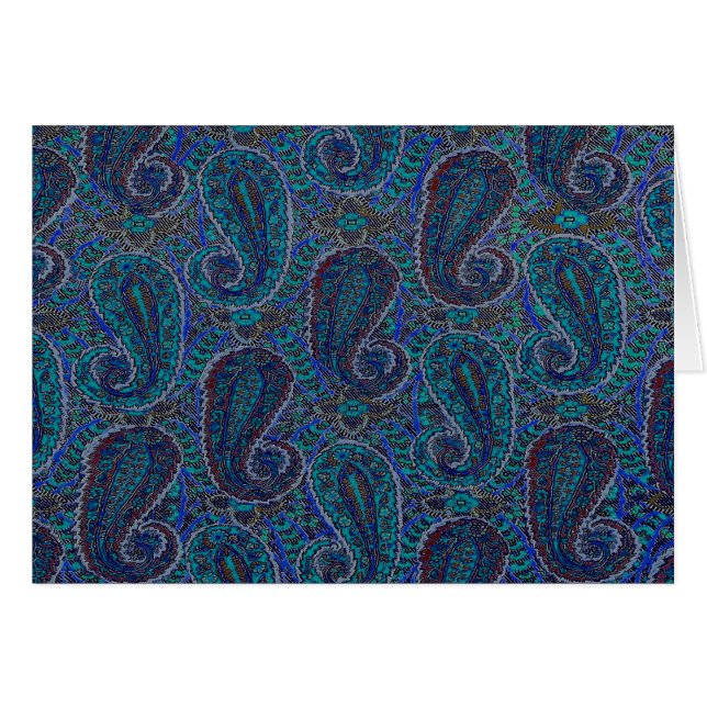 Paisley Bleu Indien Boho Classique Vintage (Devant horizontal)