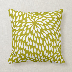 Paisley-bloem in chartreuse groen en wit kussen