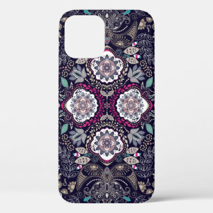 Paisley bloemenontwerp met vierkante zak. iPhone 12 hoesje