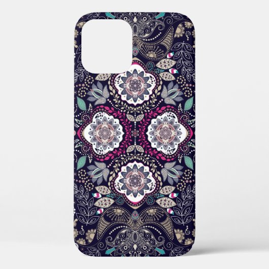Paisley bloemenontwerp met vierkante zak. Case-Mate iPhone case (Achterkant)
