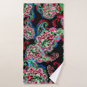 Paisley bloemenpatroon, etnische achtergrond. badhanddoek